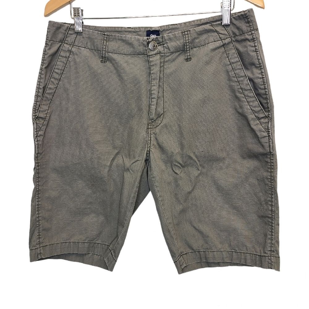 GAP Mens Flat Front Dark Grey Casual Chino Cotton Shorts 33